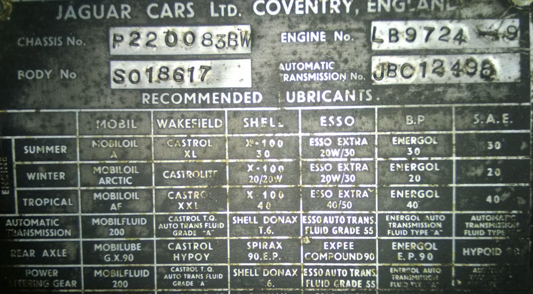 Do small saloons have a chassis number? Saloons Jaglovers Forums